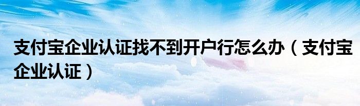 支付宝企业认证找不到开户行怎么办（支付宝企业认证）