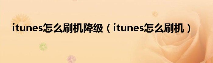 itunes怎么刷机降级（itunes怎么刷机）