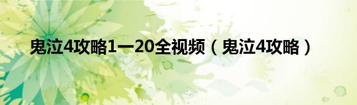 鬼泣4攻略1一20全视频（鬼泣4攻略）