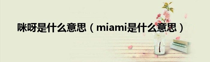 咪呀是什么意思（miami是什么意思）