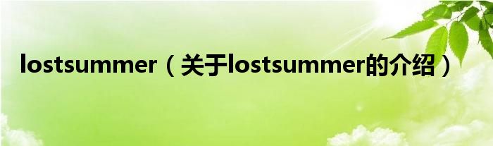 lostsummer（关于lostsummer的介绍）