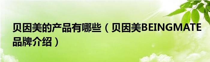 贝因美的产品有哪些（贝因美BEINGMATE品牌介绍）