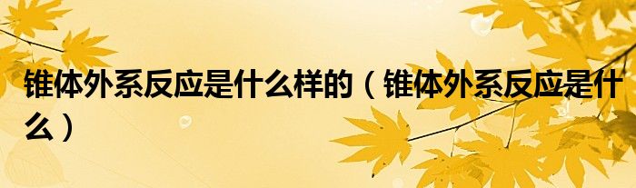 锥体外系反应是什么样的（锥体外系反应是什么）