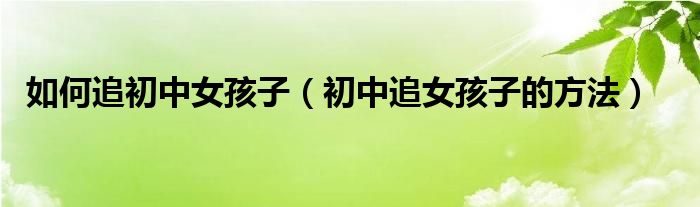如何追初中女孩子（初中追女孩子的方法）