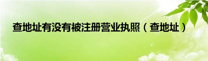 查地址有没有被注册营业执照（查地址）